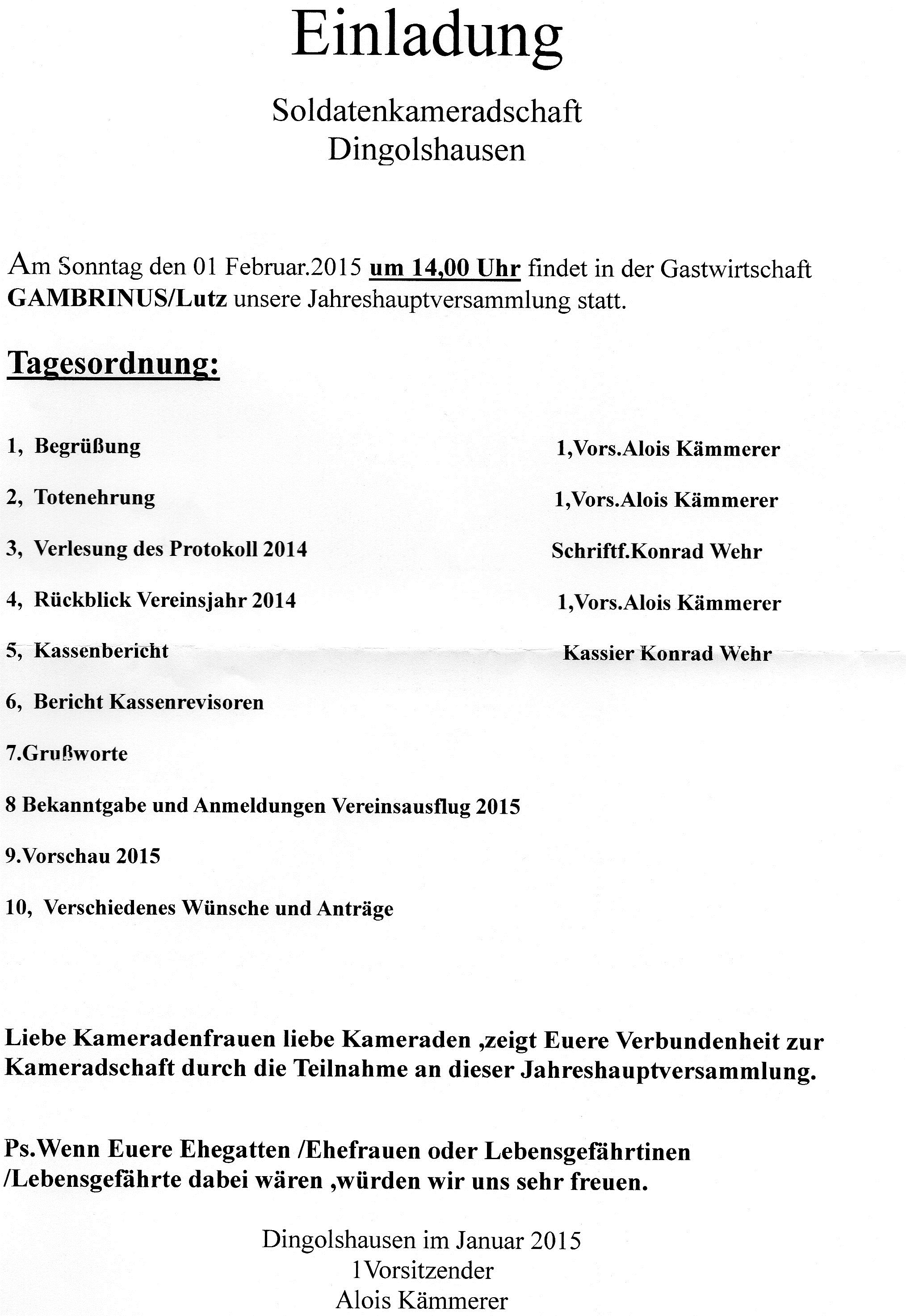 Einladung Dingolshausen